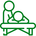 A green icon of a person getting an adjustment